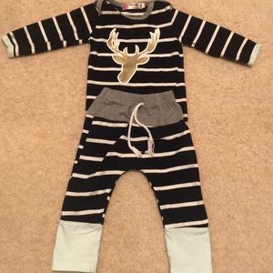 Blue striped two piece